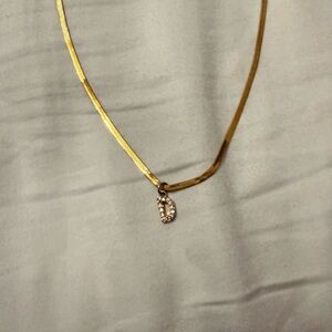 Gold D Initial Herringbone Necklace